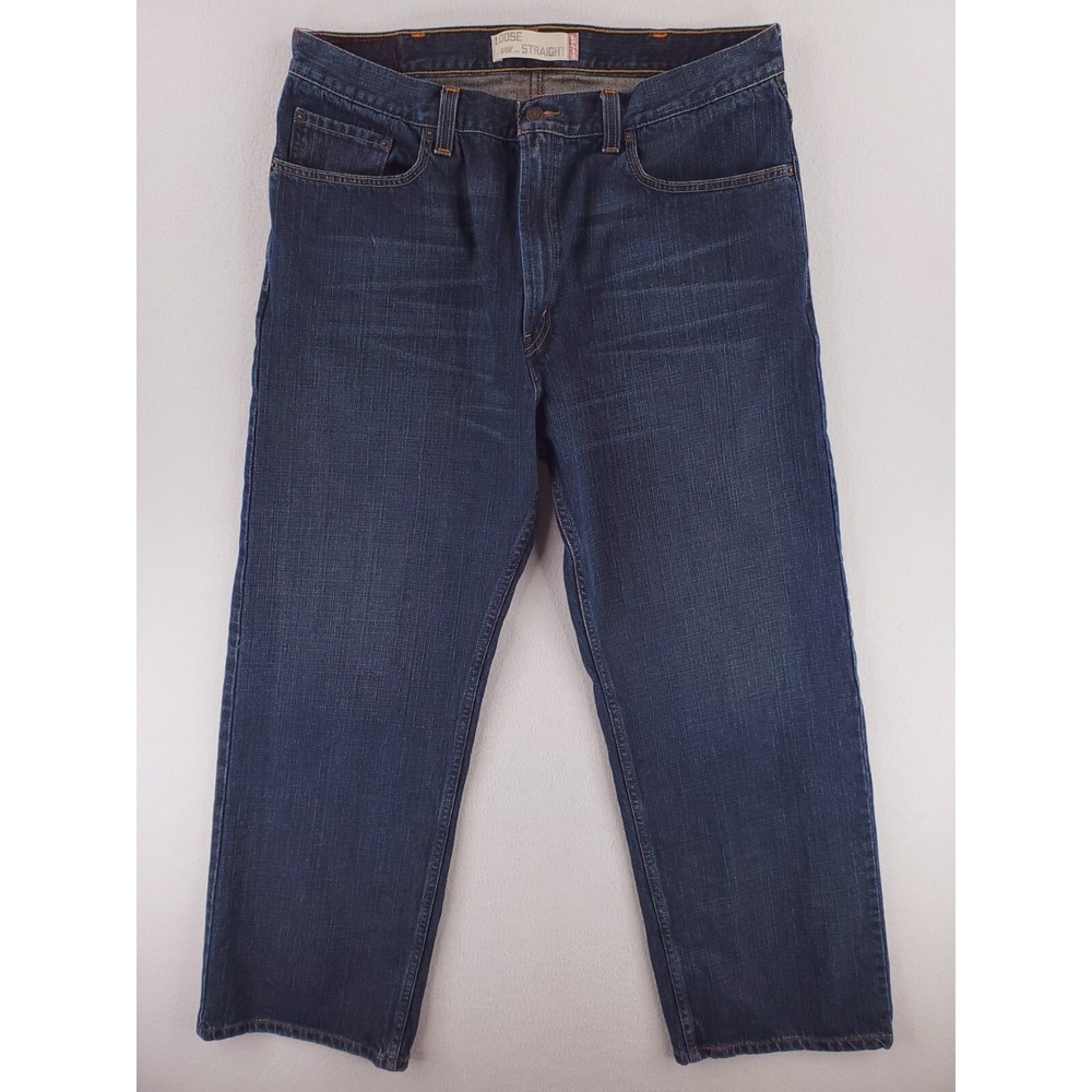 Levis Jeans Mens‎ 38x32 569 Loose Straight Baggy Grunge Y2K Dark Wash